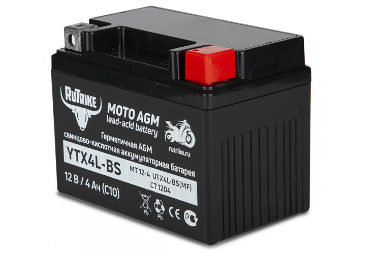 Аккумулятор стартерный для мототехники Rutrike YTX4L-BS (12V/4Ah) в Кемерово