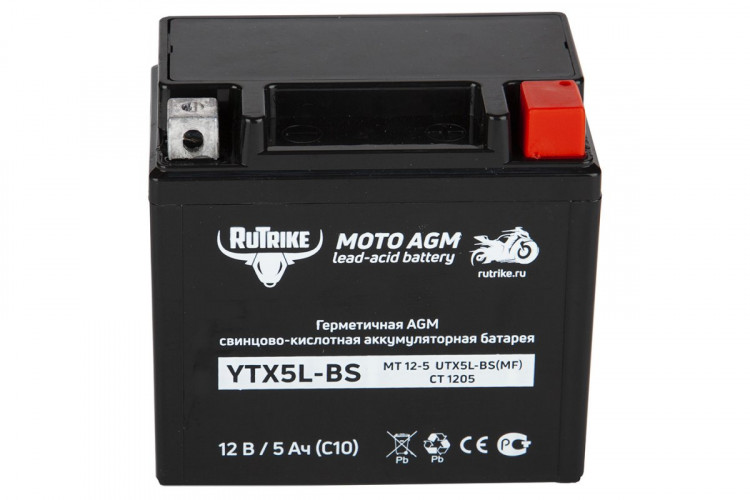 Аккумулятор стартерный для мототехники Rutrike YTX5L-BS (12V/5Ah) в Кемерово