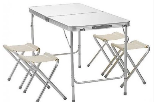 Набор стол раскладной водостойкий 120х60 и 4 табурета в Кемерово